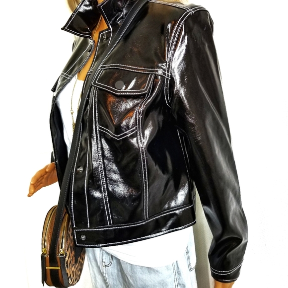 NINE WEST Soft Patent Leather Jacket BNWT - Picture 5 of 8